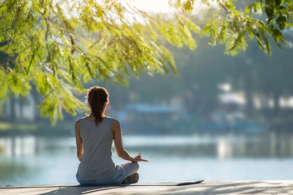 Yoga by the lake